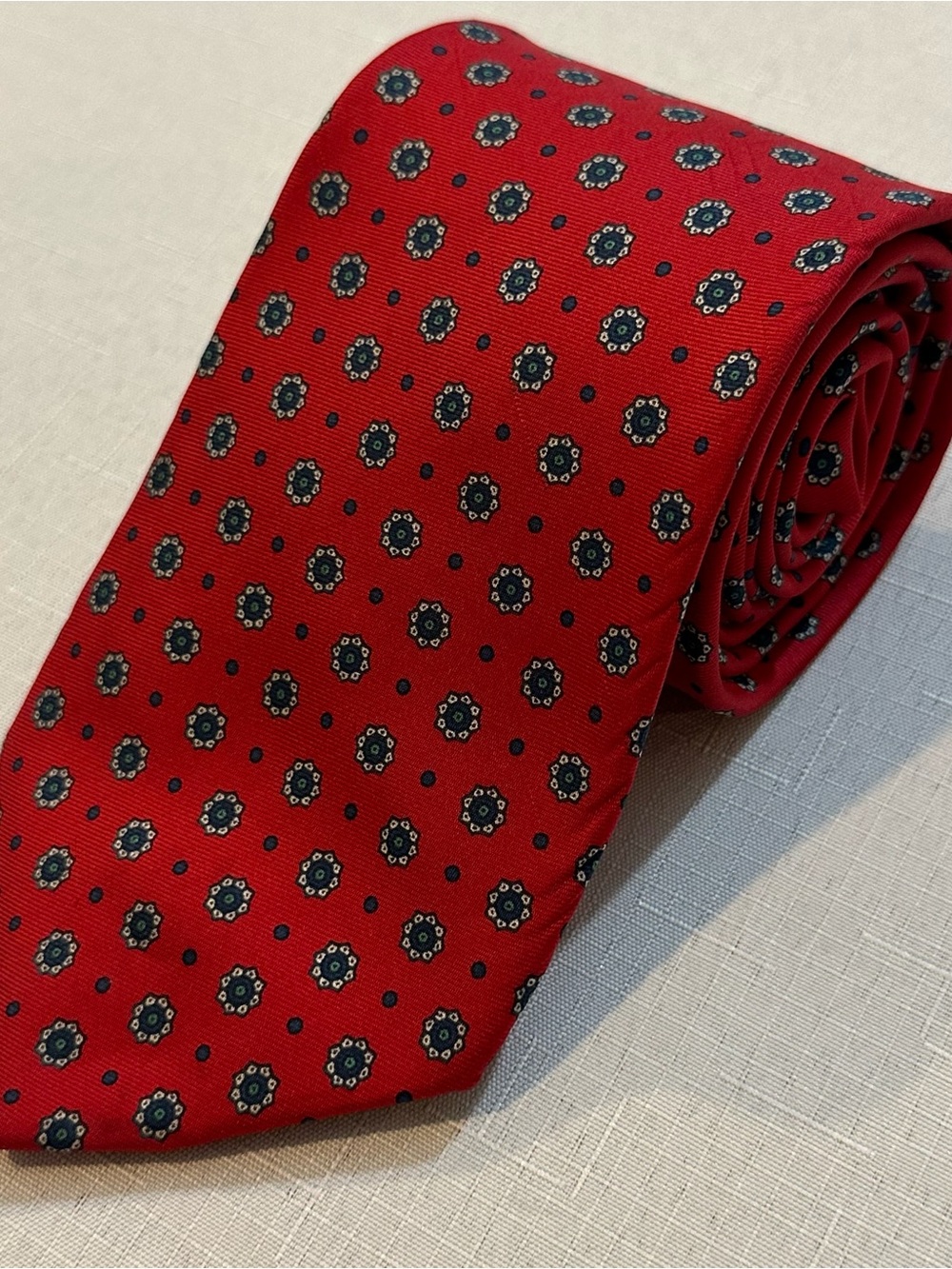 Christian Dior Red Medallion Tie